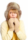 Young happy woman wearing winter cloth Royalty Free Stock Photo