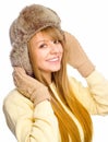 Young happy woman wearing winter cloth Royalty Free Stock Photo