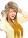 Young happy woman wearing winter cloth Royalty Free Stock Photo