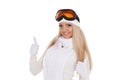 Young woman in winter warm clothes and ski glasses Royalty Free Stock Photo