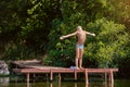 Healthy boy sunbathing Royalty Free Stock Photo