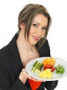 Young Healthy Business Woman With Five A Day Food Selection