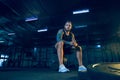 Young healthy man athlete preparing for training in the gym Royalty Free Stock Photo