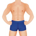 Young healthy sportsman, strong man in blue underpants Royalty Free Stock Photo