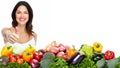 Young healthy woman with fruits. Royalty Free Stock Photo