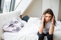 Young heterosexual couple in bedroom Royalty Free Stock Photo