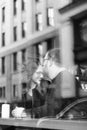 A young heterosexual couple enjoying a conversation at a nyc coffee shop Royalty Free Stock Photo