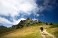 Young hiker backpacker in romanian Ciucas mountains
