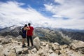 Young hiker couple in Montardo Peak, Aiguestortes and Sant Maurici National Park, Spain