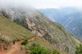 Young hiker man trekking with backpack in Peruvian Andes mountains, Peru, South America Royalty Free Stock Photo