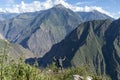 Young hiker man trekking with backpack in Peruvian Andes mountains, Peru, South America Royalty Free Stock Photo