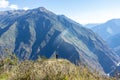 Young hiker man trekking with backpack in Peruvian Andes mountains, Peru, South America Royalty Free Stock Photo