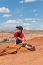 Young Hiker Resting Enjoying the View of Utah