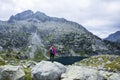 Young hiker woman in Vall de Boi, Aiguestortes and Sant Maurici National Park, Spain