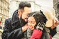 Young hipster couple of lovers at beginning of love story Royalty Free Stock Photo