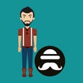 Young hipster man bowler hat and mustache Royalty Free Stock Photo