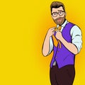 Young hipster man comics character