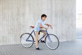 Young hipster man riding fixed gear bike Royalty Free Stock Photo