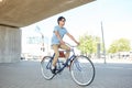 Young hipster man riding fixed gear bike Royalty Free Stock Photo