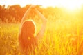 Young hipster model beauty woman, blowing Long Hair. Casual Girl Royalty Free Stock Photo