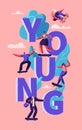 Young Hipster People Skating Skateboard Typography Poster. Skater Girl on Longboard Modern Freedom Lifestyle. Urban City