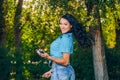 Young hipster stylish beautiful girl listening to music Royalty Free Stock Photo