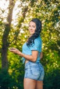 Young hipster stylish beautiful girl listening to music Royalty Free Stock Photo