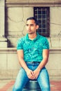 Young Hispanic American Man thinking outside in New York Royalty Free Stock Photo