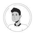 Young hispanic boy black white cartoon avatar icon