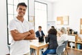 Young hispanic businessman smiling happy standing with arms crossed gesture at the office during business meeting Royalty Free Stock Photo