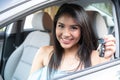 Young hispanic teenage girl learning to drive Royalty Free Stock Photo