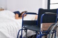 Young hispanic man disabled lying on bed sleeping at bedroom Royalty Free Stock Photo