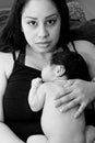 Young Hispanic Mother and Newborn Infant