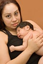 Young Hispanic Mother and Newborn Infant Royalty Free Stock Photo