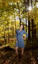 Young Hispanic woman outiside on fall day Royalty Free Stock Photo