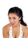 Young hispanic woman portrait closeup red lipstick Royalty Free Stock Photo