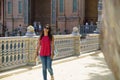 Young Woman at Plaza de EspaÃÂ±a Sevilla in Spain