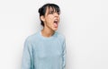 Young hispanic woman wearing casual clothes angry and mad screaming frustrated and furious, shouting with anger Royalty Free Stock Photo