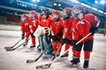 Young hockey team - children play hockey