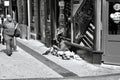 A young homeless girl on the streets in Cardiff, the capital city of Wales, UK