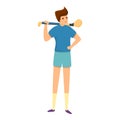 Young hurling player icon, cartoon style