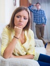 Young husband blaming girl during quarrelling