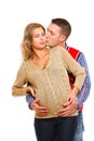 Young husband kissing his pregnant wife Royalty Free Stock Photo