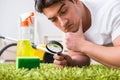 The young husband man cleaning floor at home Royalty Free Stock Photo