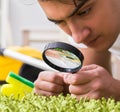 Young husband man cleaning floor at home Royalty Free Stock Photo