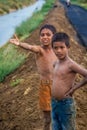 Young Indian boys in field