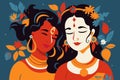 Colorful portrait of Hindu gods Krishna and Radha Royalty Free Stock Photo