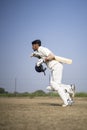 Young Indian cricketer entering in the cricket field. Indian cricket and sports concept