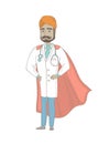 Young indian doctor dressed as a superhero.