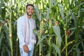 young indian farmer at corn field. Royalty Free Stock Photo